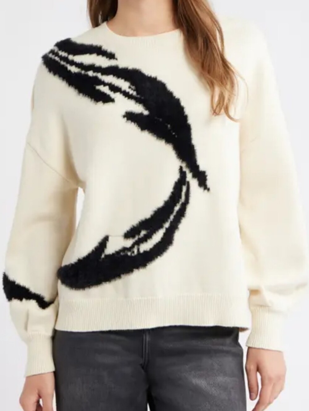 Wit & Wisdom Mixed Media Blouson Sleeve Sweater